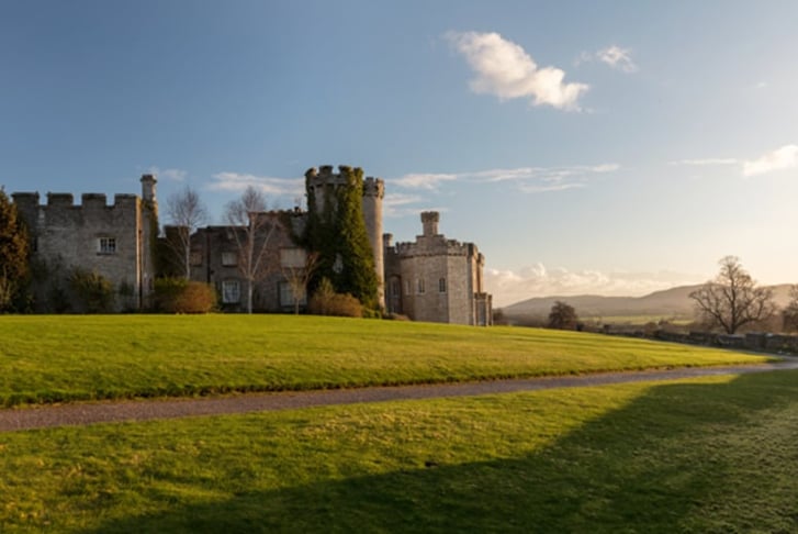 sunset over castle