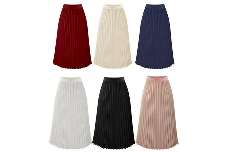 Women-High-Elastic-Waist-Pleated-Chiffon-Skirt-2