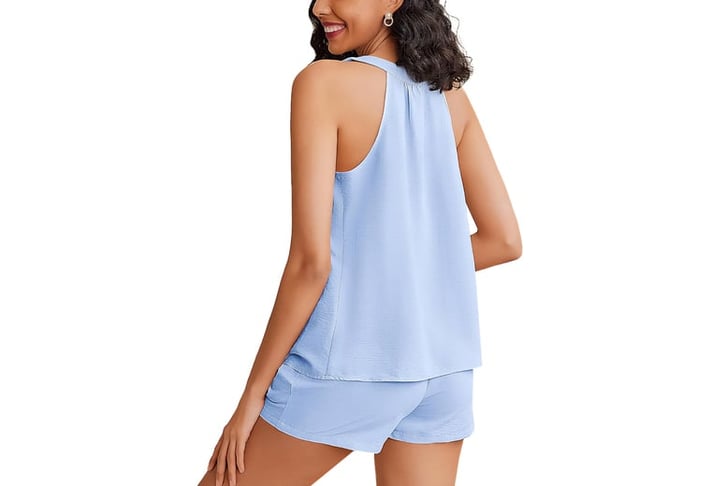 Women-2-Piece-Sets-Soft-V-Neck-Cami-Shorts-Set-2