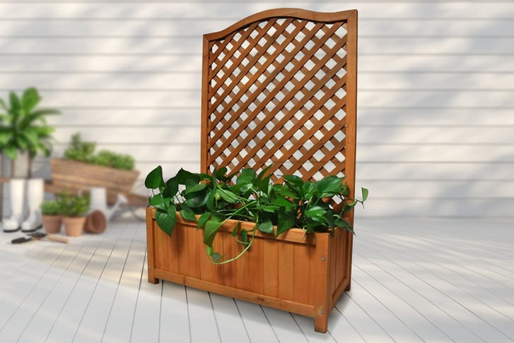 Wooden-Planter-With-Lattice-1