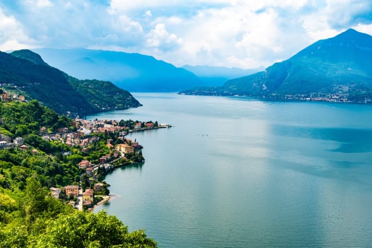 Panorama of Lake Como, with Tremezzina, Menaggio, Bellano, photographed from the village of Verginate.