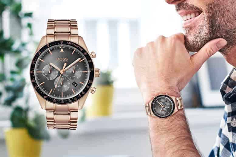 Hugo boss trophy watch rose gold sale