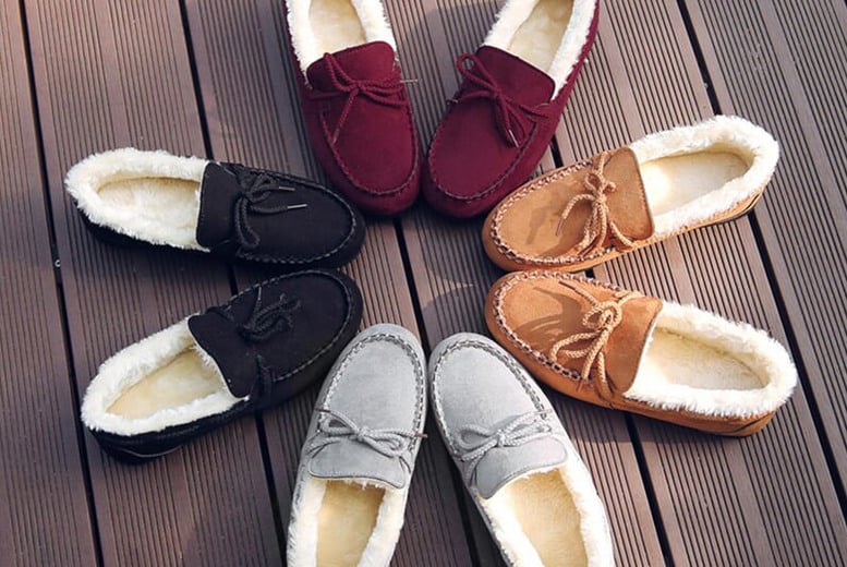 women's fleece lined moccasin slippers