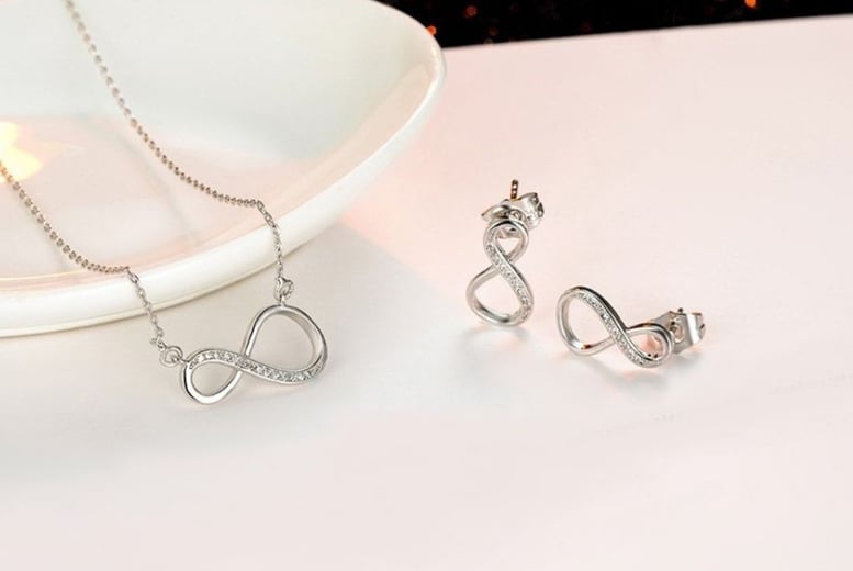 Infinity necklace and earring on sale set