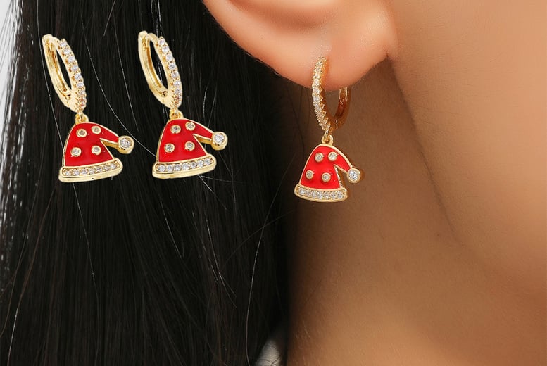 Gold on sale christmas earrings