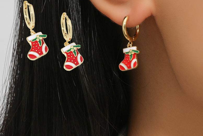 Christmas earrings sale gold