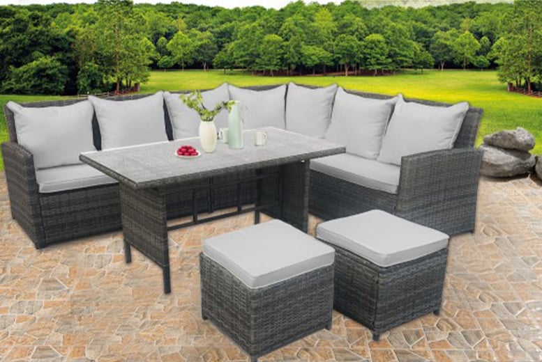 9 Seater Rattan Garden Patio Furniture Set Grey