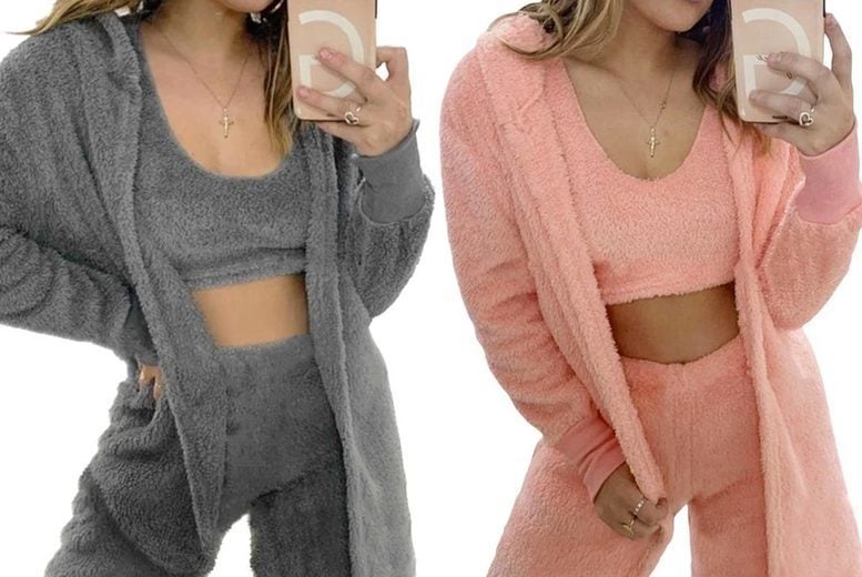 3pc teddy best sale loungewear set