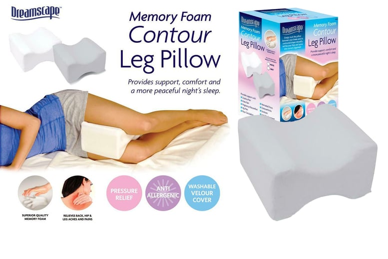 Orthopaedic Contour Memory Foam Leg Pillow - Grey Deal - Wowcher