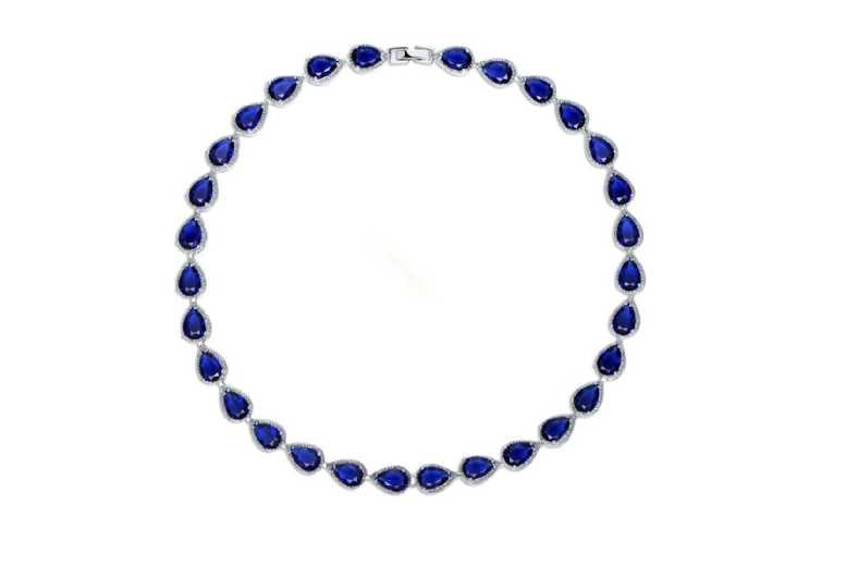 Diamond necklace clearance with sapphire