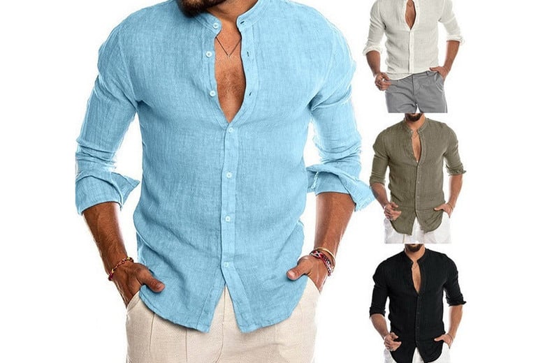 henley linen shirt