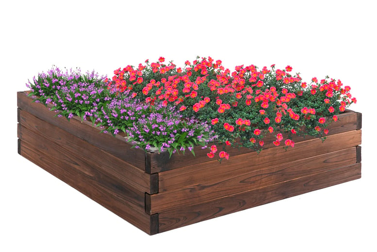 Outsunny Wooden Raised Garden Bed Pot 80 x 80cm - Wowcher