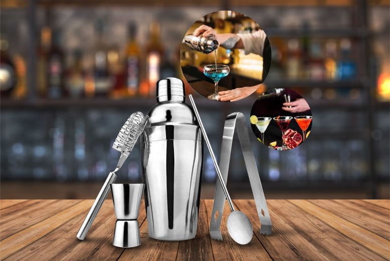 5pcs Stainless Steel Cocktail Shaker Set!