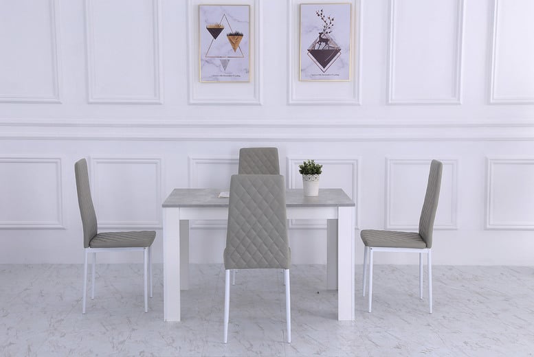 dining-table-with-4-chairs-Grey-&-white-set-1