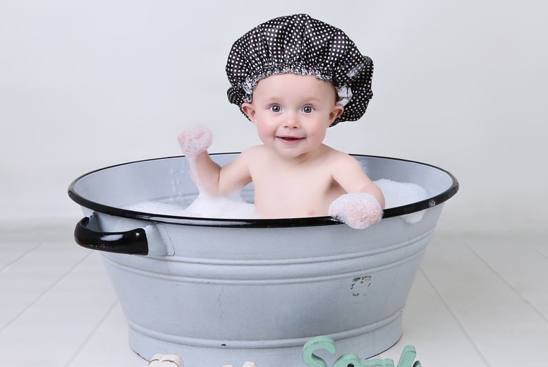 Baby bubble bath sales photoshoot