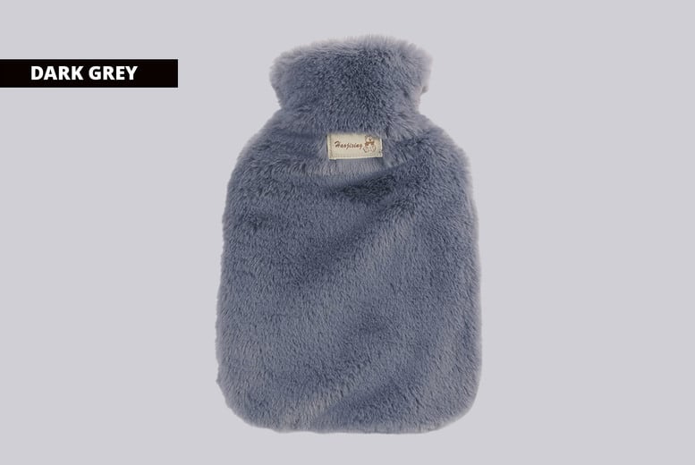 Fluffy hot water bottle, Grey