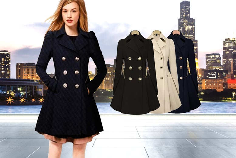 Women's sale pleated peacoat