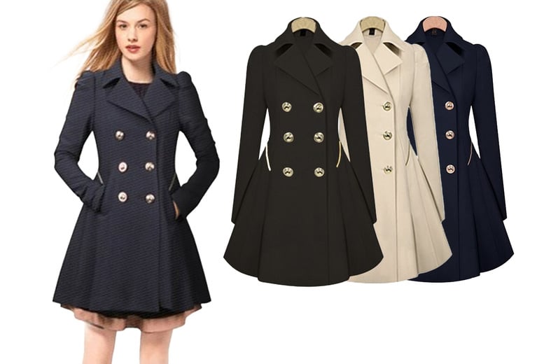 Women’s Pleated Double Breasted Coat Deal - Wowcher