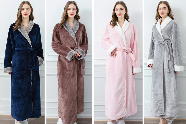 Long Hooded Zip Up Dressing Gown Deal - Wowcher