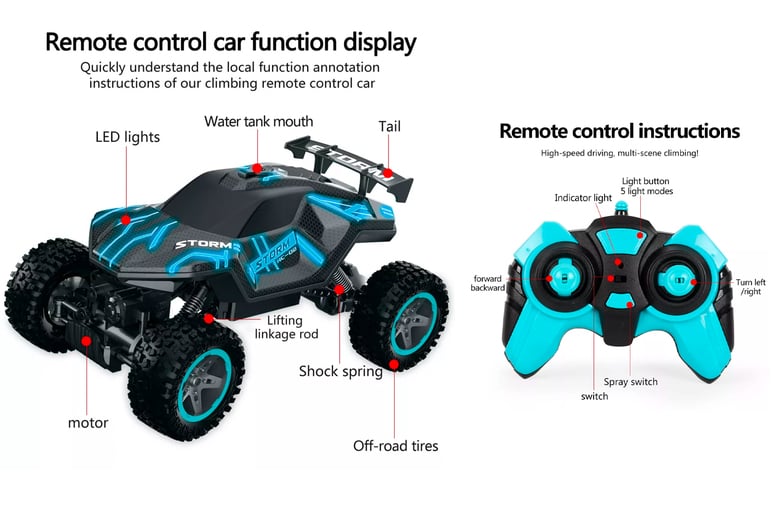 2.4G Remote Control Car With Camera 4WD Off-Road RC Car Toy Monster Truck UK