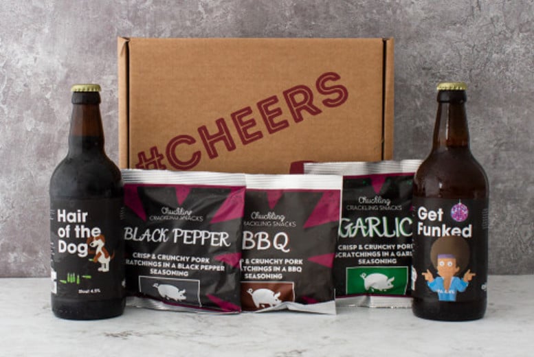 Beer & Pork Scratchings Gift Set - Includes 2 Beers & 3 Scratchings