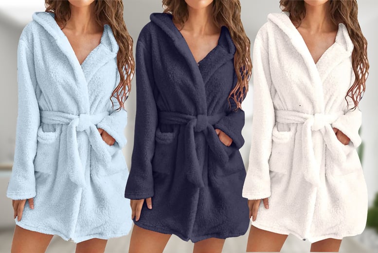 Long Hooded Zip Up Dressing Gown Deal - Wowcher