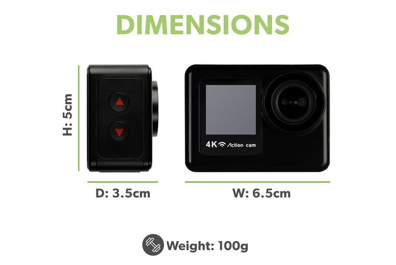 4K 60 FPS Wifi Dual Screen Waterproof Sports Action Camera - Anti Shake  Technology and Full Accessory Kit