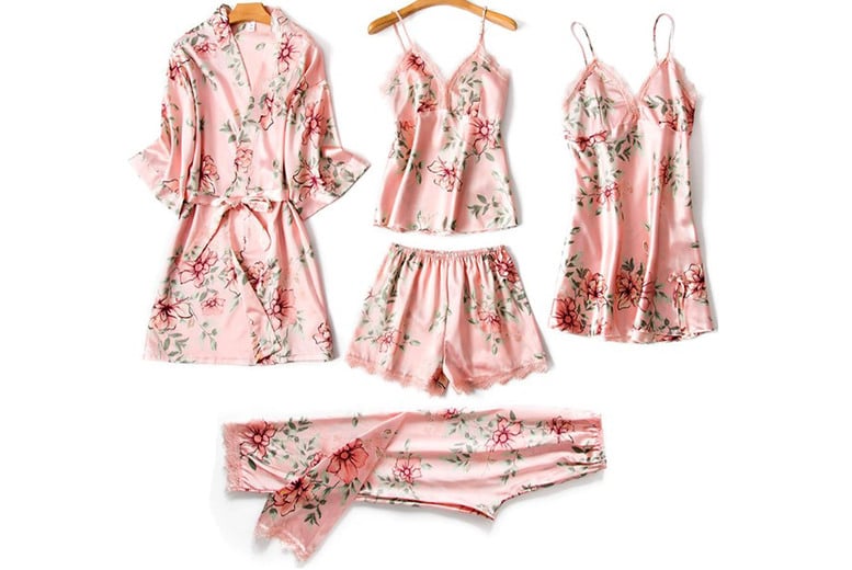 5 piece best sale satin pyjama set