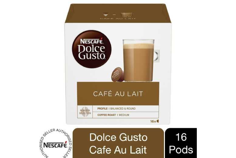 Nescafe Dolce Gusto Coffee Pods Caps Box of 16 Cafe Au Lait - Wowcher