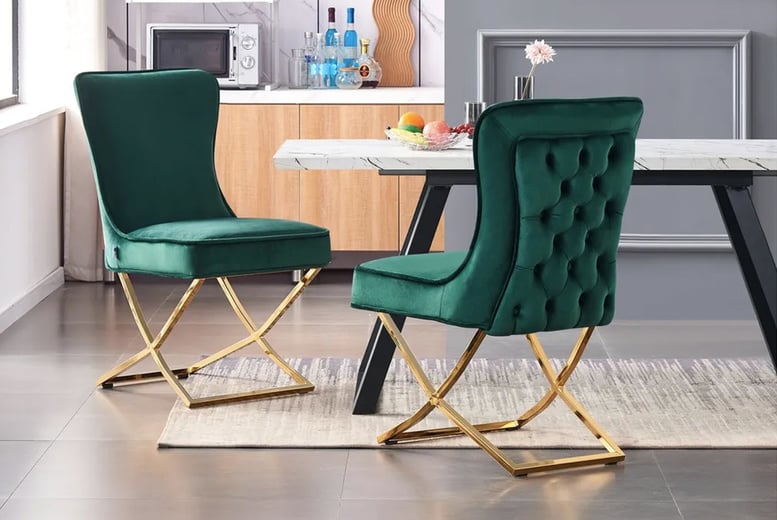 Jayda Velvet Chair with Tufted Buttoned Back Wowcher