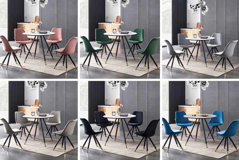 Marble Effect Dining Table 4 Chairs Offer Wowcher