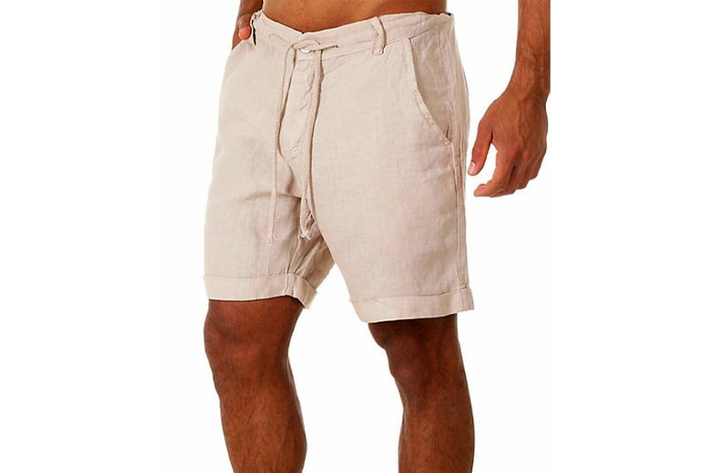 Men-Casual-Beach-Shorts-Loose-Fit-Linen-Shorts-Solid-Color-with-Pocket-5