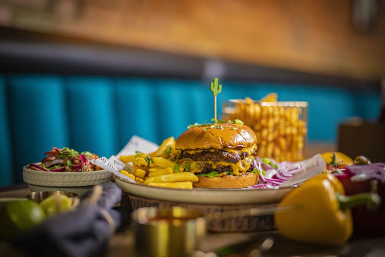 Burgers, Fries Milkshake or Mocktail for 2