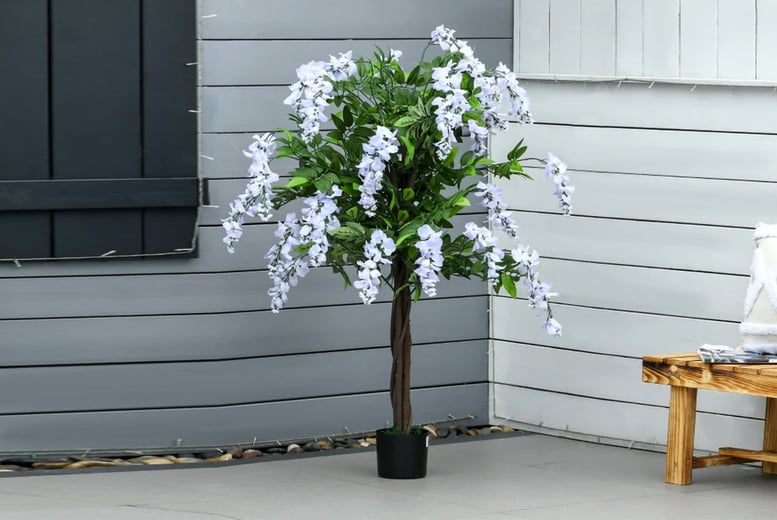 HOMCOM Artificial Realistic Wisteria Flower Tree With Pot Deal   1125414 