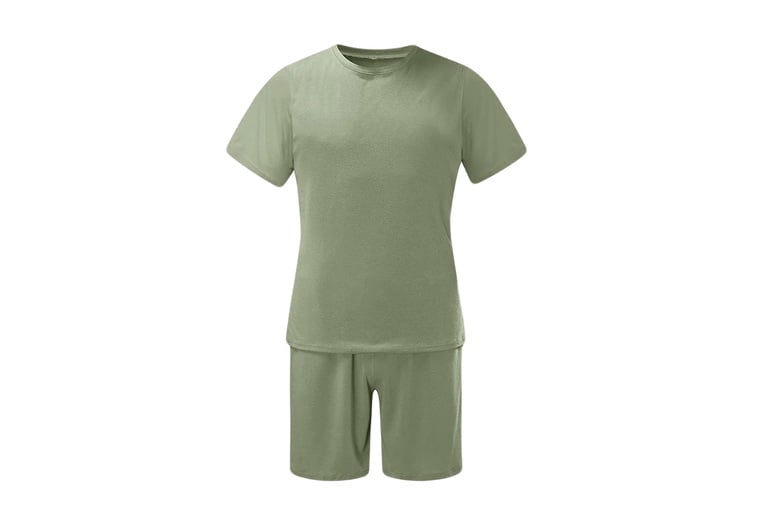Men-Solid-Color-Short-Sleeves-Tshirt-Short-Pants-Twin-Set-2