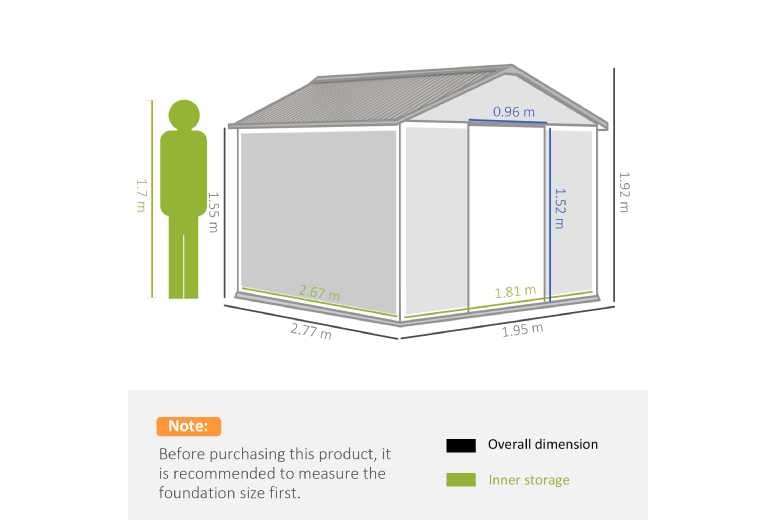 Outsunny 9 x 6ft Metal Garden Shed, with Double Door - Wowcher