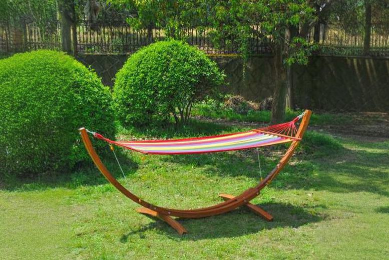 Outsunny Patio Standing Frame Wooden Hammock Wowcher