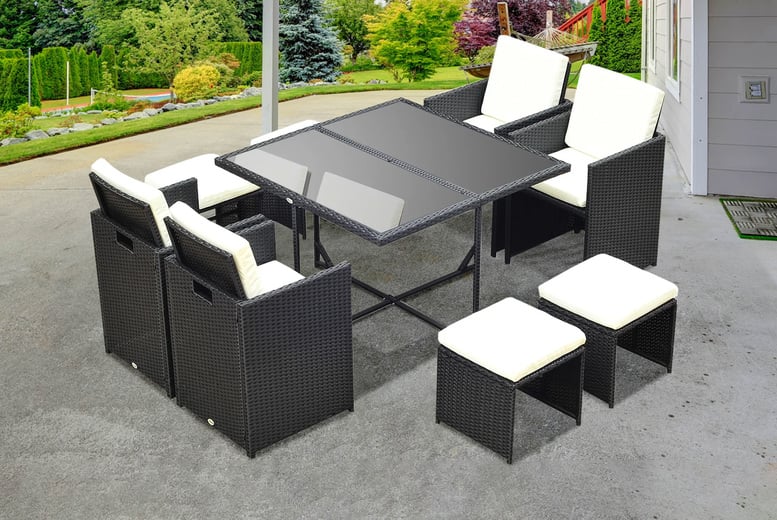 8 Seater Cube Rattan Dining Set Deal Wowcher