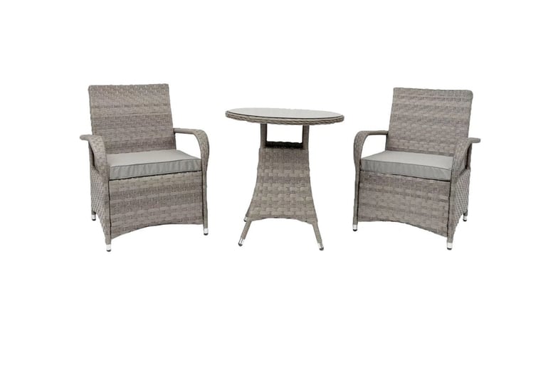 Grey Rattan Bistro Set with Rain Cover Deal - Wowcher