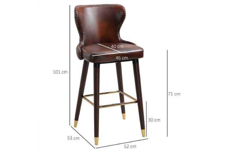 HOMCOM Vintage PU Leather Bar Stools Set of 2 Brown Wowcher