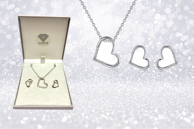 Diamond pendant necklace hot sale and earring set