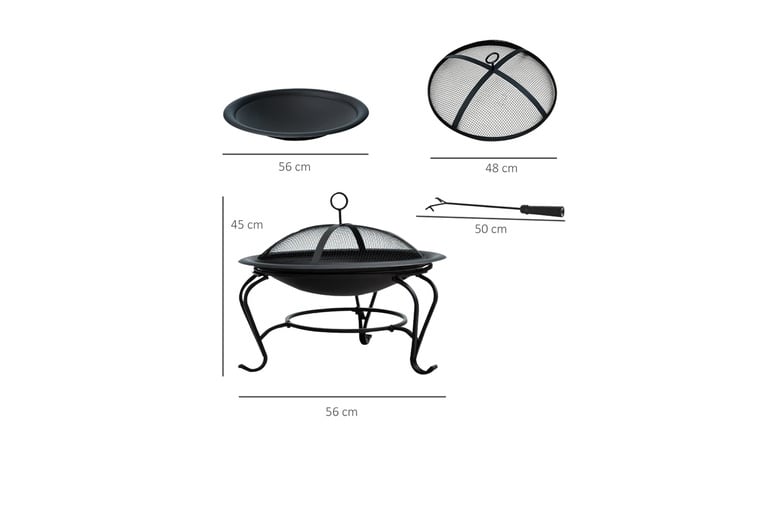 Fire-Pit-Wood-Burning-Heater-Poker-Mesh-Lid-Garden-Patio-Round-Camping-8