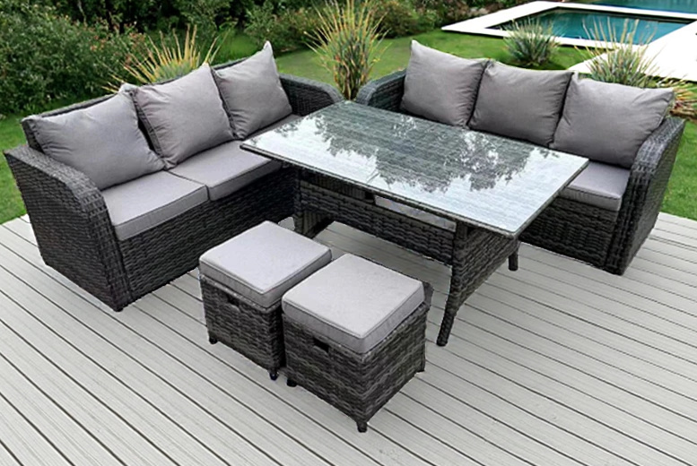 Grey 8 Seater Rattan Garden Furniture Set Deal Wowcher