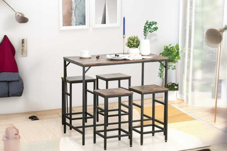 Industrial Bar Table Set 4 Stools for Dining Kitchen LivingSocial