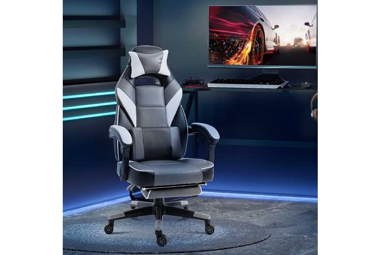 Vinsetto Gaming Chair, Ergonomic, Recliner, Padded, Grey - Wowcher