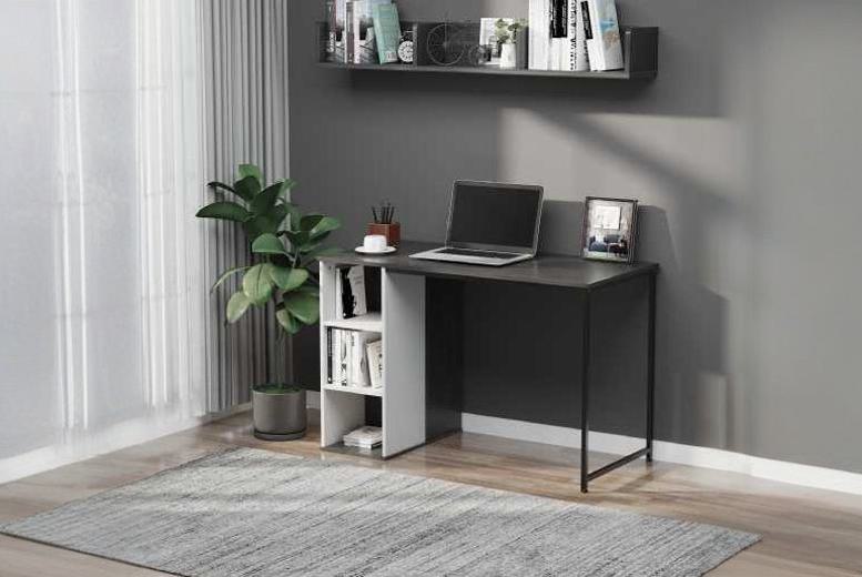 Mainstays 2 person writing desk with 5 drawers store grey finish