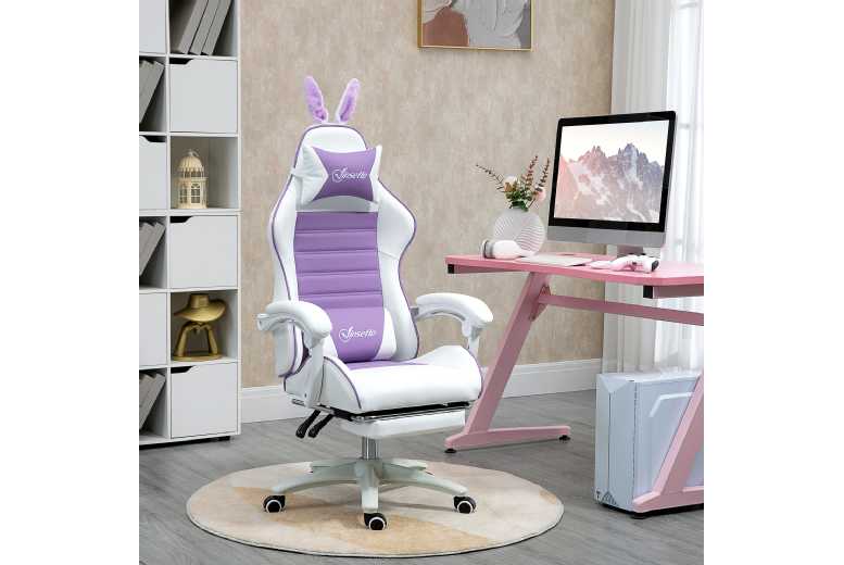 White and discount purple gaming chair