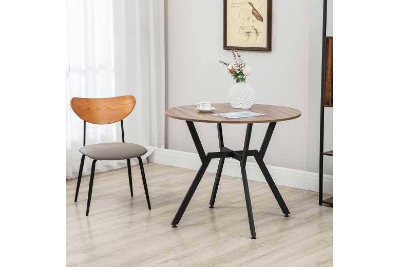 HOMCOM Dining Table Black Legs Anti slip Foot Pads Brown Wowcher