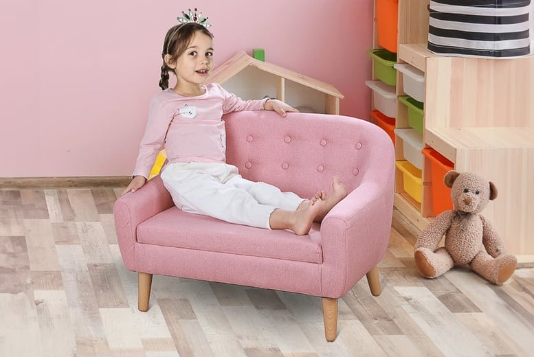 2-Seat-Kids-Sofa-Linen-Fabric-1