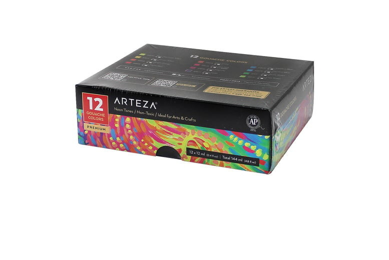 Arteza Gouache Art Paint Set, Neon Tones, 12ml - 12 Pack